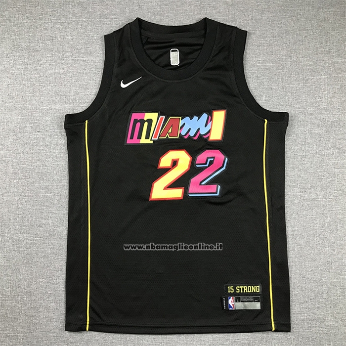 Maglia Bambino Miami Heat Jimmy Butler #22 2021-22 Citta Nero